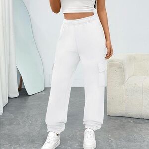 White cargo sweatpants